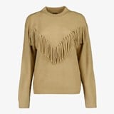 Dames trui met franjes beige