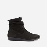 Gevoerde suede enkellaarsjes zwart