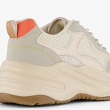 Dames dad sneakers beige met glitters