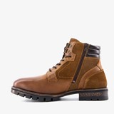 Leren heren veterboots cognac met suede