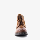 Leren heren veterboots cognac met suede