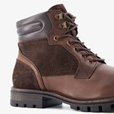 Leren heren veterboots bruin met suede