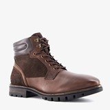 Leren heren veterboots bruin met suede