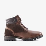 Leren heren veterboots bruin met suede