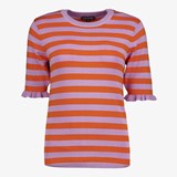 Dames trui gestreept oranje/paars