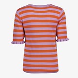 Dames trui gestreept oranje/paars