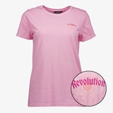 Dames T-shirt roze met backprint