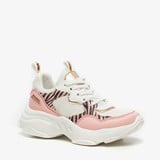 Blue Box meisjes dad sneakers wit roze zebraprint