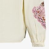 Mousseline dames blouse met borduursels