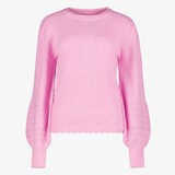 TwoDay gebreide dames trui met ballonmouwen roze
