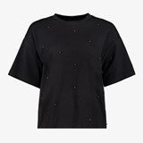 TwoDay oversized dames T-shirt met parels zwart