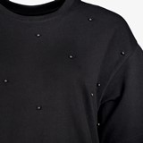 Oversized dames T-shirt met parels zwart