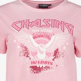 Dames acid T-shirt met opdruk roze