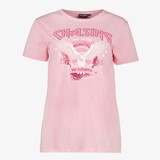 Dames acid T-shirt met opdruk roze