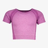 Naadloos cropped meisjes sport T-shirt roze