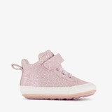 Leren babyschoenen lila goud