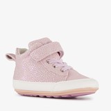 Groot leren babyschoenen lila goud