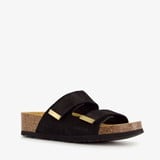 Hush Puppies suede dames slippers zwart