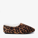 Gevoerde dames pantoffels met luipaardprint