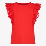 TwoDay meisjes T-shirt met broderie mouwen rood