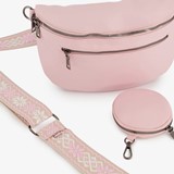 Dames schoudertas met portemonnee roze