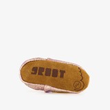 Leren babyschoenen met bloemenprint roze