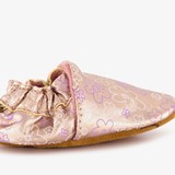 Leren babyschoenen met bloemenprint roze