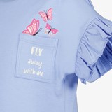 Meisjes T-shirt met vlinders pastelblauw