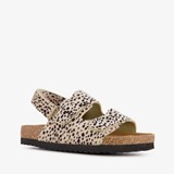 Meisjes bio sandalen met panterprint beige zwart