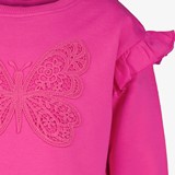Meisjes sweater met vlinder fuchsia