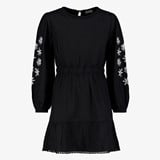 TwoDay meisjes jurk met geborduurde mouwen zwart