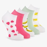 5 paar kinder sneakersokken met fruitprint