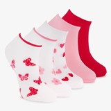 5 paar meisjes sneakersokken roze met hartjes