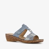 Natuform dames slippers met sleehak grijsblauw