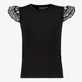 Meisjes top met vlindermouwtjes zwart