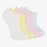 5 paar kinder sneakersokken roze geel