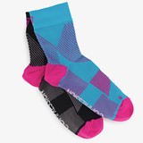 2 paar halflange compressiesokken blauw roze