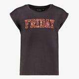 Meisjes T-shirt met tekstopdruk zwart