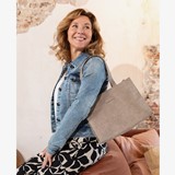 Dames shopper tas croco beige