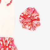 Meisjes jurk wit met roze print