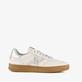 Leren dames sneakers metallic zilver