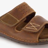 Leren heren slippers cognac bruin