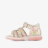 Leren meisjes sandalen met bloemen goud