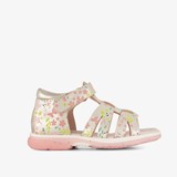 Leren meisjes sandalen met bloemen goud
