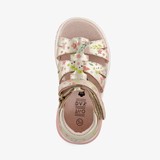Leren meisjes sandalen met bloemen goud
