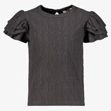 MyWay meisjes broderie shirt met pofmouwen grijs