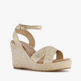 Blue Box dames espadrilles met hoge sleehak goud
