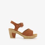 Dames sandalen met hak cognac
