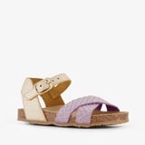 Groot leren meisjes bio slippers paars goud