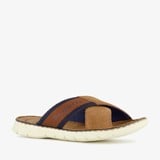 Bugatti leren heren slippers cognac bruin